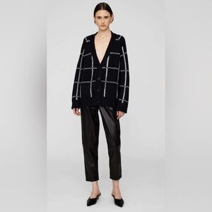 Anine Bing Kurt cardigan in black and white plaid